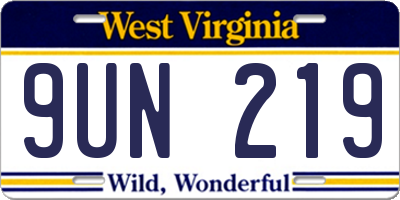 WV license plate 9UN219