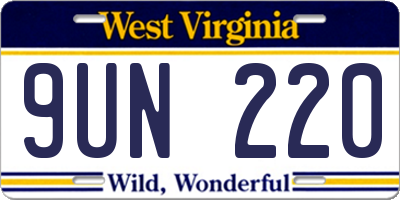 WV license plate 9UN220