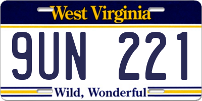 WV license plate 9UN221