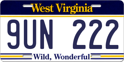 WV license plate 9UN222