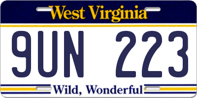 WV license plate 9UN223