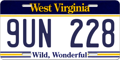 WV license plate 9UN228