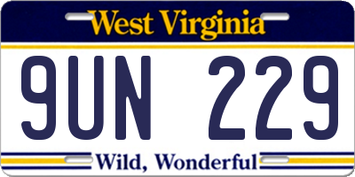 WV license plate 9UN229