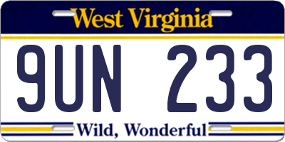 WV license plate 9UN233