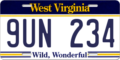WV license plate 9UN234
