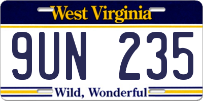WV license plate 9UN235