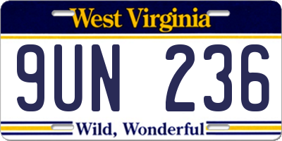 WV license plate 9UN236