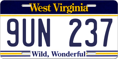 WV license plate 9UN237