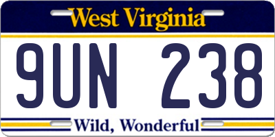 WV license plate 9UN238