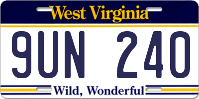 WV license plate 9UN240