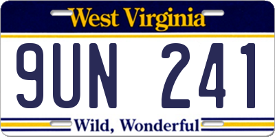 WV license plate 9UN241