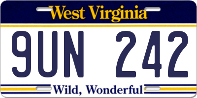 WV license plate 9UN242