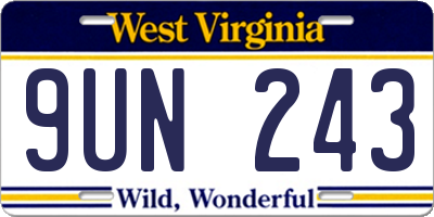 WV license plate 9UN243