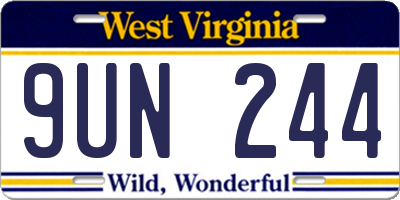 WV license plate 9UN244