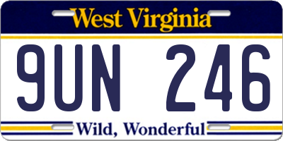 WV license plate 9UN246