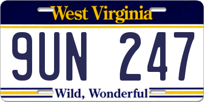 WV license plate 9UN247