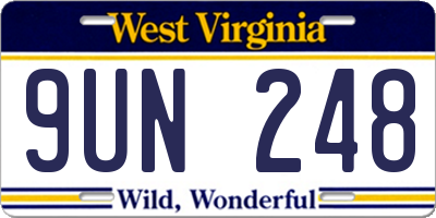 WV license plate 9UN248