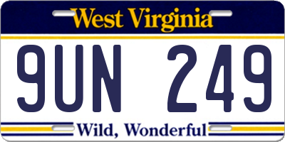 WV license plate 9UN249