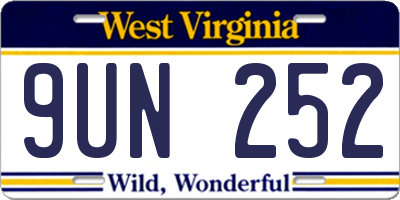 WV license plate 9UN252