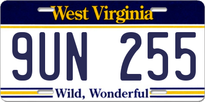 WV license plate 9UN255