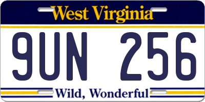 WV license plate 9UN256