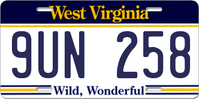 WV license plate 9UN258