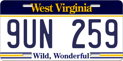 WV license plate 9UN259