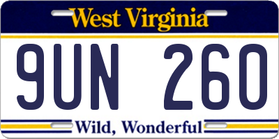WV license plate 9UN260
