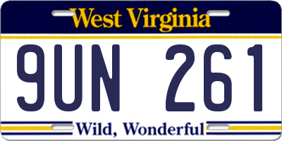 WV license plate 9UN261