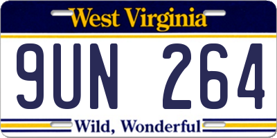 WV license plate 9UN264