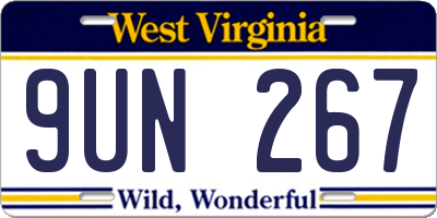 WV license plate 9UN267