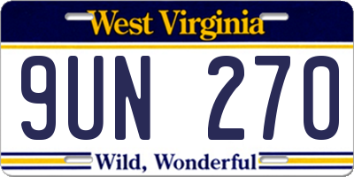 WV license plate 9UN270