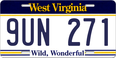 WV license plate 9UN271