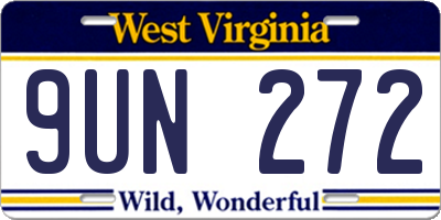 WV license plate 9UN272