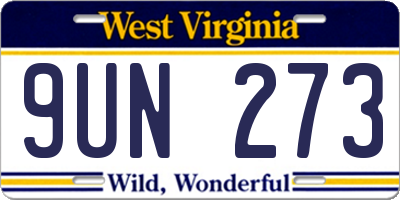 WV license plate 9UN273