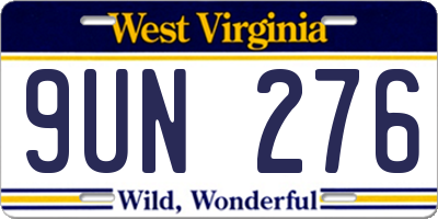 WV license plate 9UN276