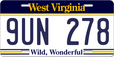 WV license plate 9UN278