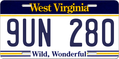 WV license plate 9UN280