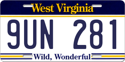 WV license plate 9UN281