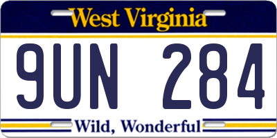 WV license plate 9UN284