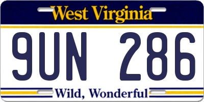 WV license plate 9UN286