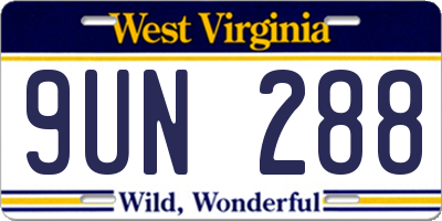 WV license plate 9UN288