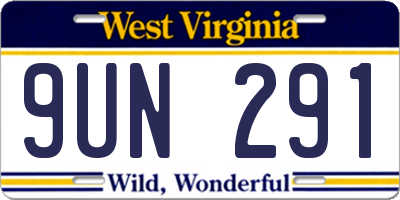 WV license plate 9UN291
