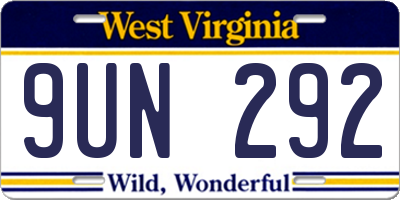 WV license plate 9UN292