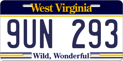 WV license plate 9UN293