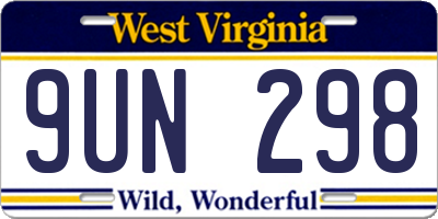 WV license plate 9UN298