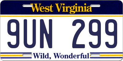 WV license plate 9UN299