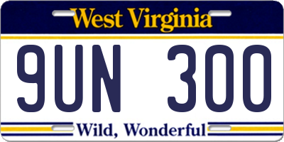 WV license plate 9UN300