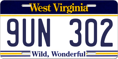 WV license plate 9UN302