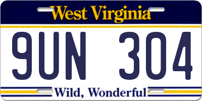 WV license plate 9UN304